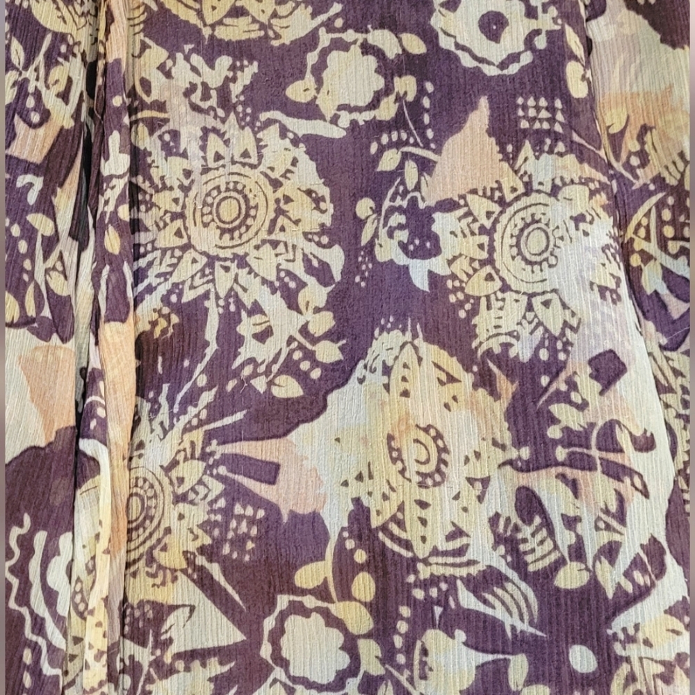 CAbi Long Gossamer Skirt in Size M. Floral with Blues & Purplish Brown. - Picture 6 of 10